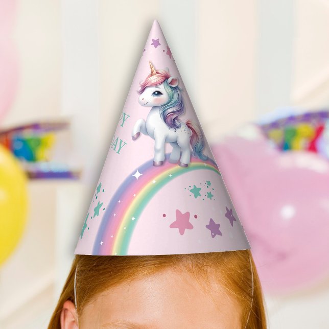 Chapeaux De Fètes Magique Unicorn fête d'anniversaire (Happy Birthday Magical Unicorn and Rainbow Party Hat)