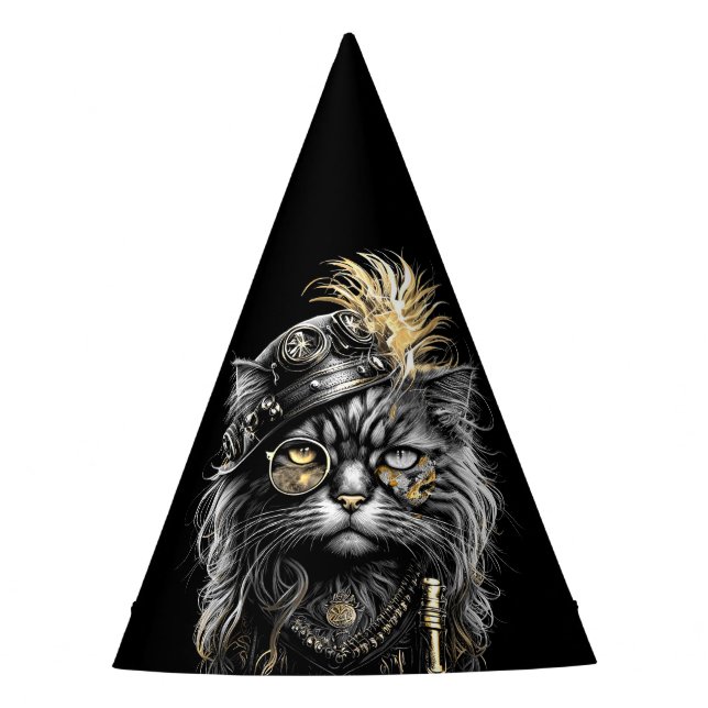 Chapeaux De Fètes Magnifique chat Steampunk  (Devant)