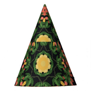 Chapeaux De Fètes Mandala floral : rouge, vintage jaune.