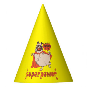 Chapeaux De Fètes Manger est mon super-puissance rouge carlin style