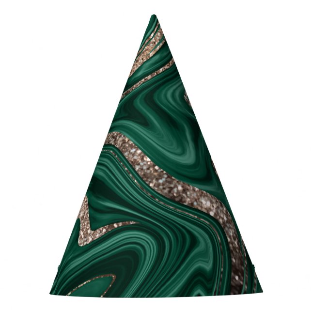 Chapeaux De Fètes Marbre Parties scintillant en or noir vert Emerald (Devant)