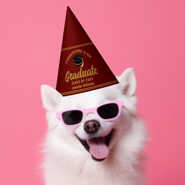 Chapeaux De Fètes Maroon Gold Graduate Custom 2025 Graduation Party (Créateur téléchargé)