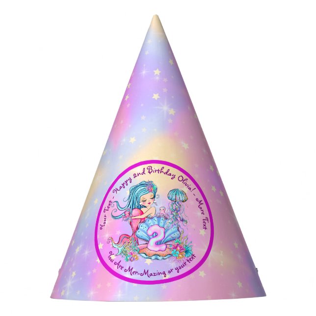 Chapeaux De Fètes Mermaid 2e anniversaire Modifier Modifier le texte (Devant)