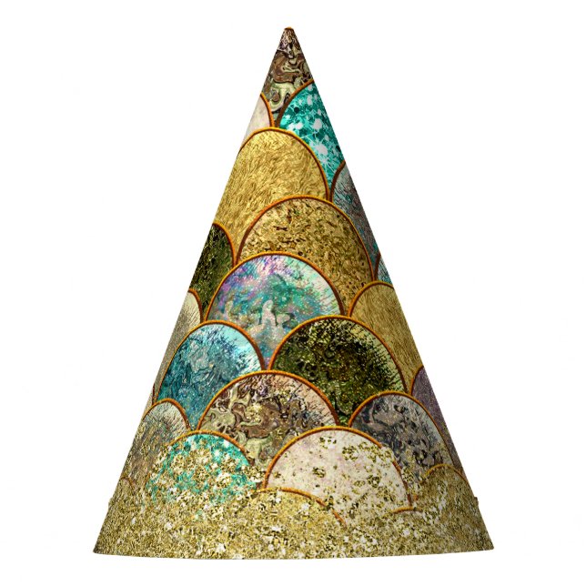 Chapeaux De Fètes Mermaid Scales multicolore Gold fête d'anniversair (Devant)