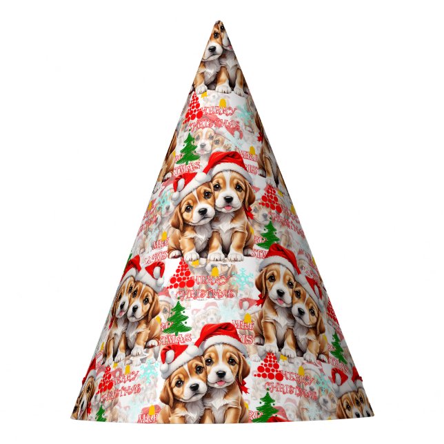 Chapeaux De Fètes Merry Christmas Santa Dog Puppy Design  (Devant)