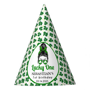 Chapeaux De Fètes Messy Bun Lucky One 1st Birthday Girl