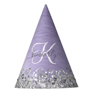Chapeaux De Fètes Métal brossé violet Parties scintillant d'argent N