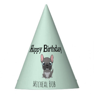 Chapeaux De Fètes Mignon pug gris joyeux anniversaire nom personnali