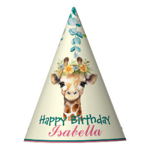 Chapeaux De Fètes mignonne Giraffe safari animaux jungle Fleur Anniv