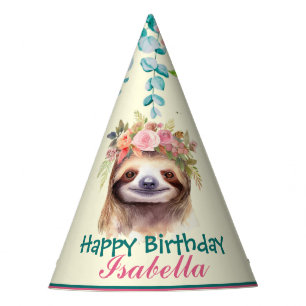 Chapeaux De Fètes mignonne Sloth safaris animaux jungle Fleur Annive
