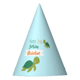 Chapeaux De Fètes Mignonne Tortue verte Mer Bleue Anniversaire