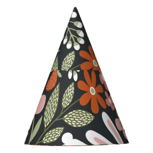 Chapeaux De Fètes Mignons lapins blancs, motif vintage fleuri.