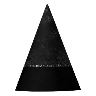 Chapeaux De Fètes Minuit Onyx Romance   Black Satiny Grunge Damask