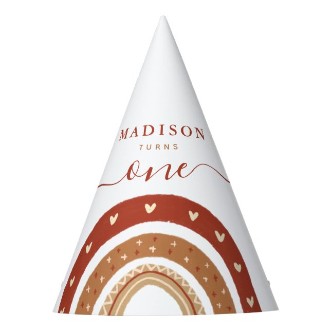 Chapeaux De Fètes Moderne Chic Terracotta Rainbow Boho Anniversaire (Devant)