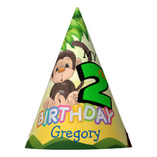 Chapeaux De Fètes Monkey 2e fête d'anniversaire personnalisée