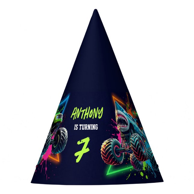 Chapeaux De Fètes Monster Truck Shark Birthday  (Devant)
