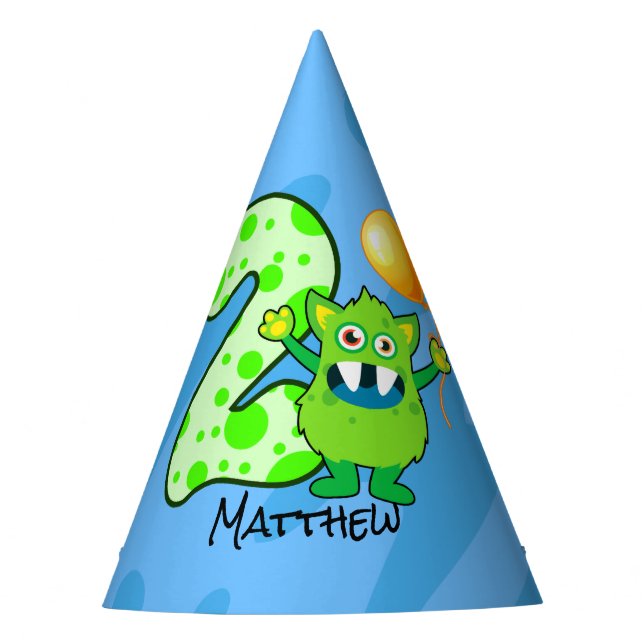 Chapeaux De Fètes Monstre Vert 2e anniversaire (Devant)