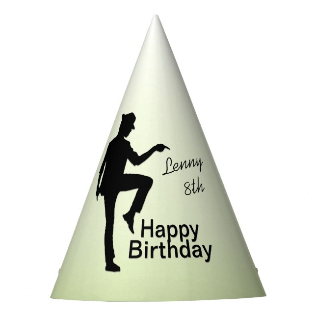 Chapeaux De Fètes Moonwalk Dancer Nom et année Anniversaire (Devant)