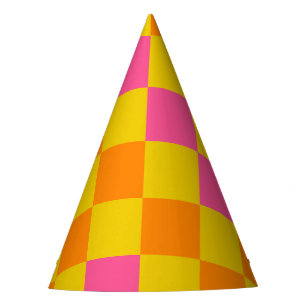 Chapeaux De Fètes Motif à carreaux orange jaune rose