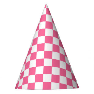 Chapeaux De Fètes Motif À damiers chèque rose blanc