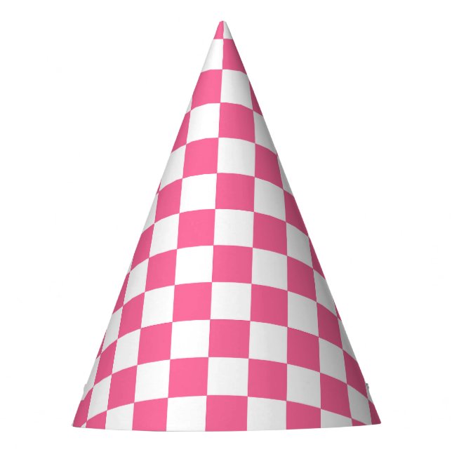 Chapeaux De Fètes Motif À damiers chèque rose blanc (Devant)