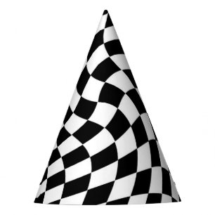 Chapeaux De Fètes Motif À damiers dépoli noir et blanc