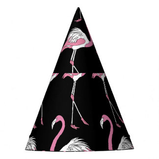 Chapeaux De Fètes Motif Arrière - plan Flamant rose textile noir