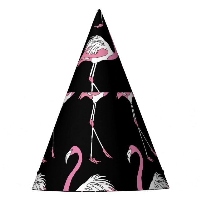 Chapeaux De Fètes Motif Arrière - plan Flamant rose textile noir (Devant)