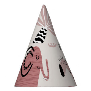Chapeaux De Fètes motif avec de mignons éléphants et girafes géant