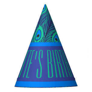 CHAPEAUX DE FÈTES MOTIF BLEU VERT CONTEMPORAIN PEACOCK FEATHERS