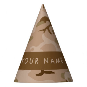 Chapeaux De Fètes Motif de camouflage du désert, Votre nom, Personna