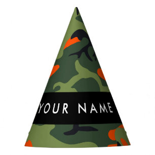 Chapeaux De Fètes Motif de camouflage orange, Votre nom, Personnalis