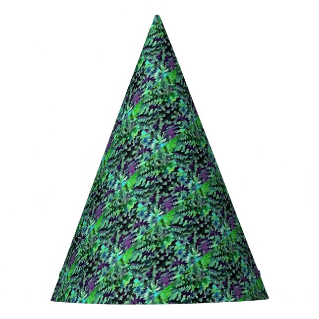 Chapeaux De Fètes Motif de camouflage vert Jade et violet (Devant)