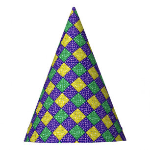 Chapeaux De Fètes Motif de carnaval de diamant de harlequin de mardi