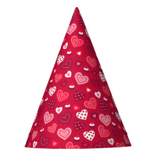 Chapeaux De Fètes Motif de cœurs de la Saint-Valentin rouge et blanc
