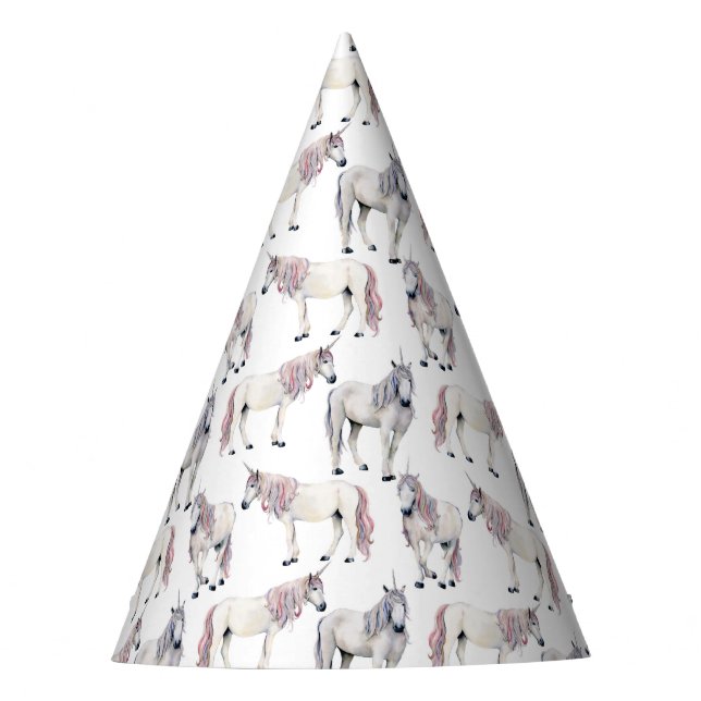 Chapeaux De Fètes Motif de conte de fées de licorne d'aquarelle (Devant)