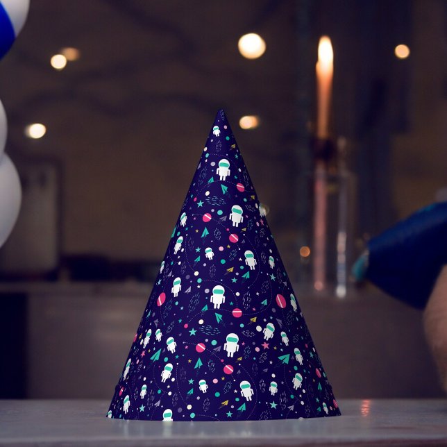 Chapeaux De Fètes Motif de dessin de l'astronaute spatial (planet astronaut Paper party hat, Kids,adults,party birthday hat,Baby Shower,wedding,celebration hat)