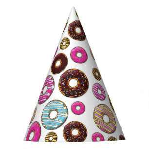 Chapeaux De Fètes Motif De Donuts, Donuts Colorés, Saupoudrages