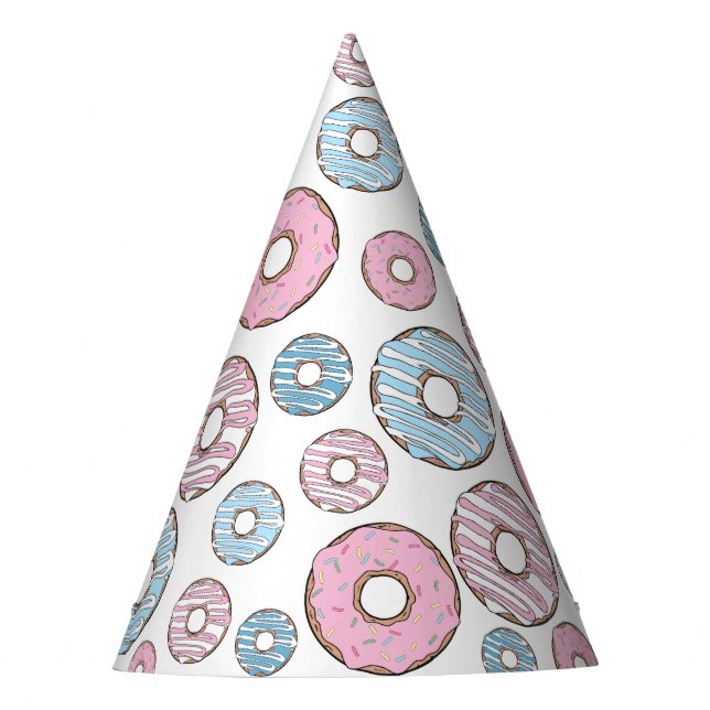 Chapeaux De Fètes Motif De Donuts, Donuts Roses, Donuts Bleus (Devant)