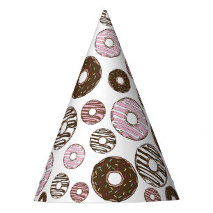 Chapeaux De Fètes Motif De Donuts, Donuts Roses, Donuts Brown