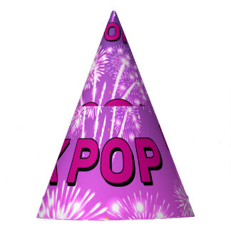 Chapeaux De Fètes Motif de feux d'artifice KPOP Typographie Rose Vio