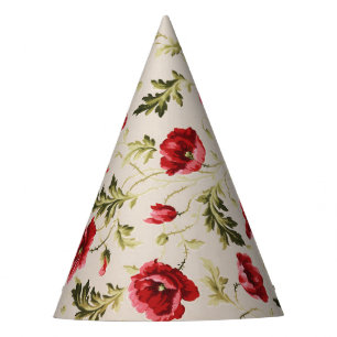 Chapeaux De Fètes Motif de fleurs de coquelicots rouges vifs vintage