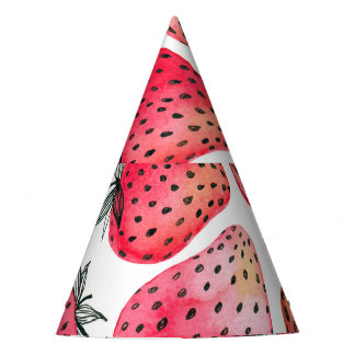 Chapeaux De Fètes Motif de fraises d'aquarelle.