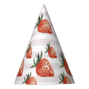 Chapeaux De Fètes Motif de fraises d'aquarelle