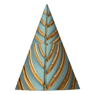 Chapeaux De Fètes Motif de palme tropicale peint en or