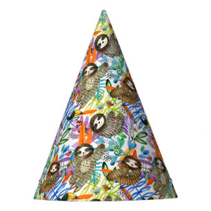 Chapeaux De Fètes Motif de paresse d'aquarelle de bande dessinée