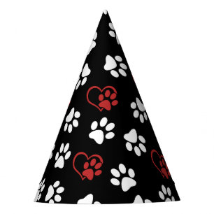 Chapeaux De Fètes Motif de pattes, Pattes blanches, Pattes rouges, C