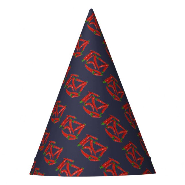 Chapeaux De Fètes Motif de piments rouges chauds (Devant)
