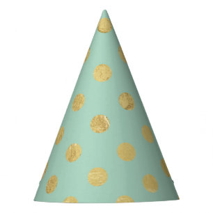 Chapeaux De Fètes Motif de point élégant de polka de feuille d'or