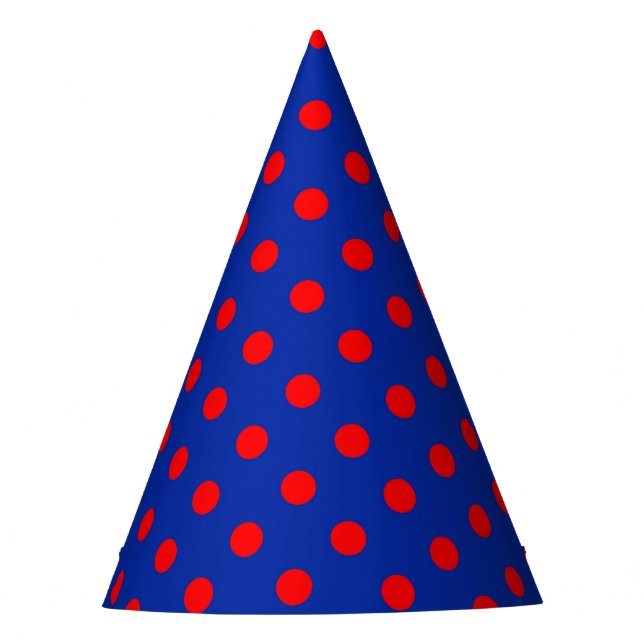 Chapeaux De Fètes Motif de points rouges sur fond bleu  (Devant)